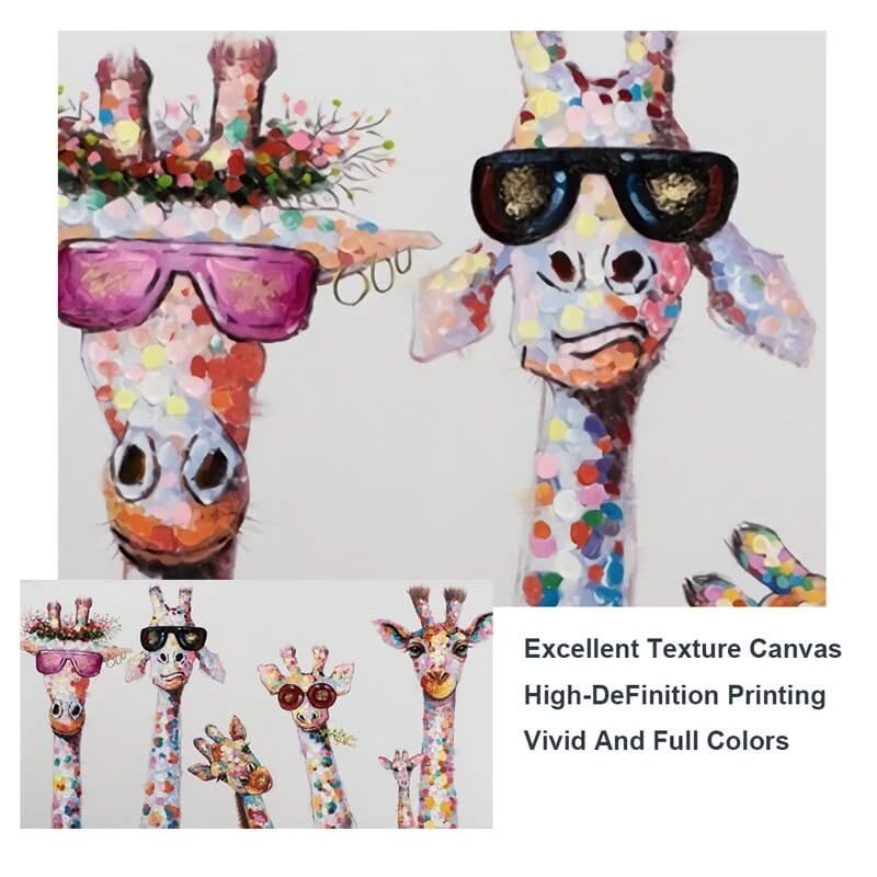 Funny Art Giraffe Family Canvas Wall Art-ChandeliersDecor.com