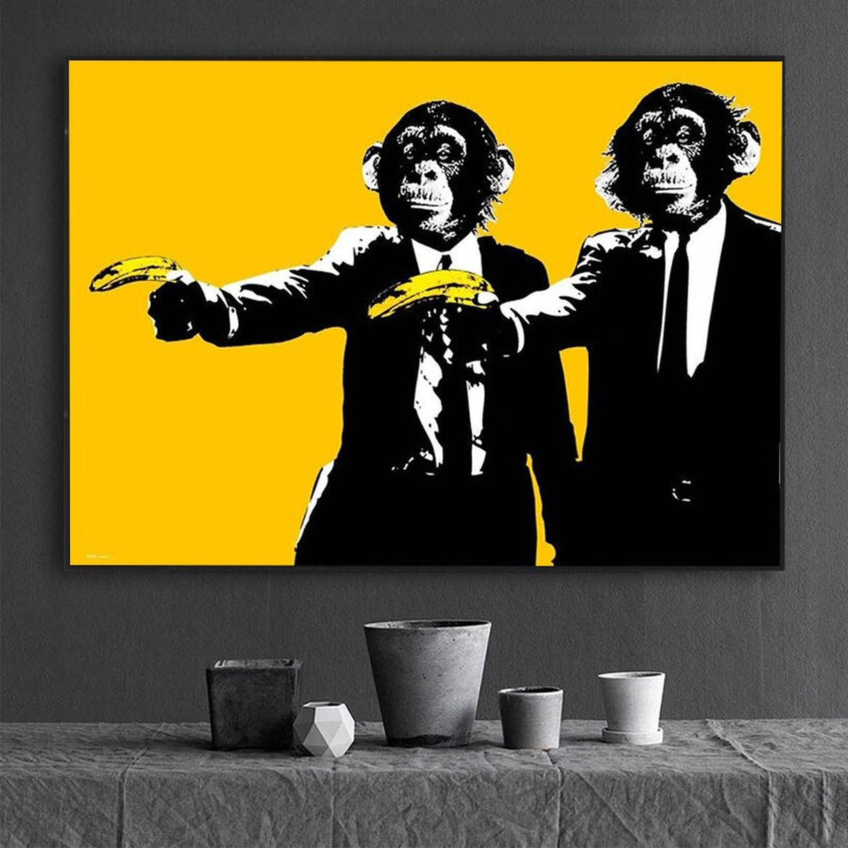 ChandeliersDecor.com-Wall Posters-Funny Art Monkey Holding Banana Canvas Wall Art