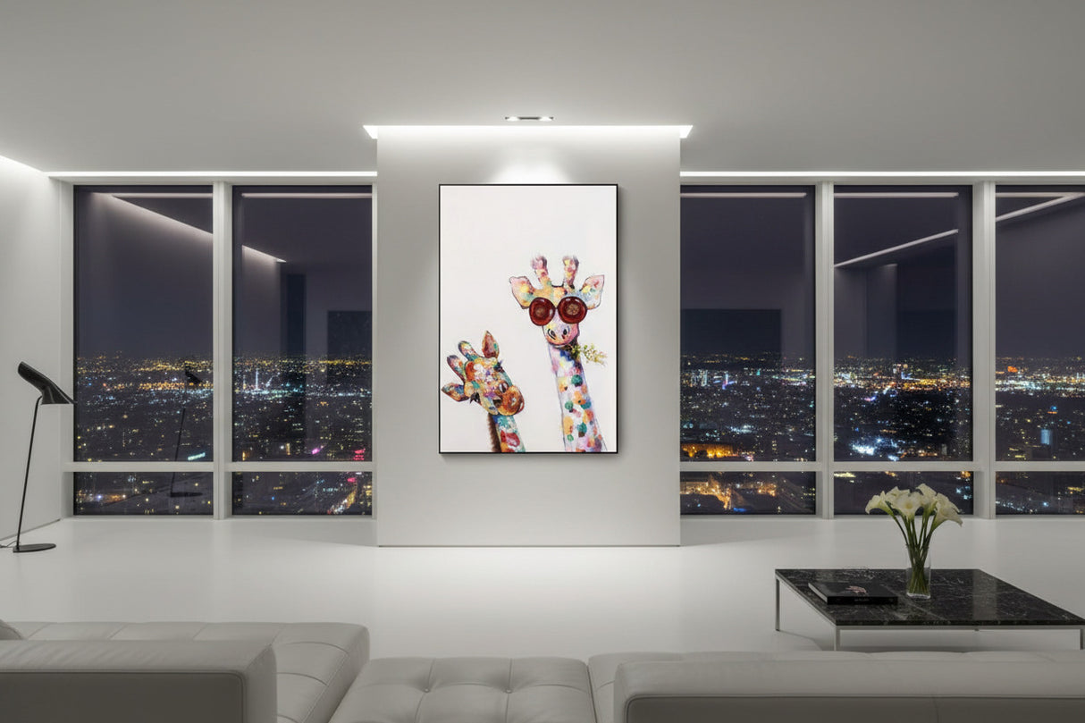 Funny Giraffe Wearing Sunglasses Canvas Wall Art-ChandeliersDecor.com
