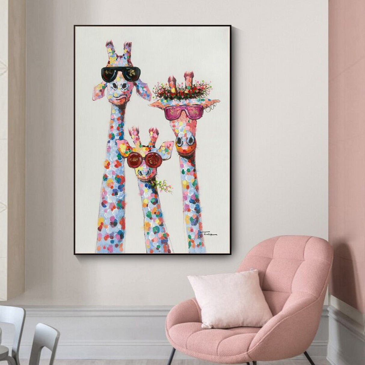 ChandeliersDecor.com-Wall Posters-Funny Giraffe Wearing Sunglasses Canvas Wall Art