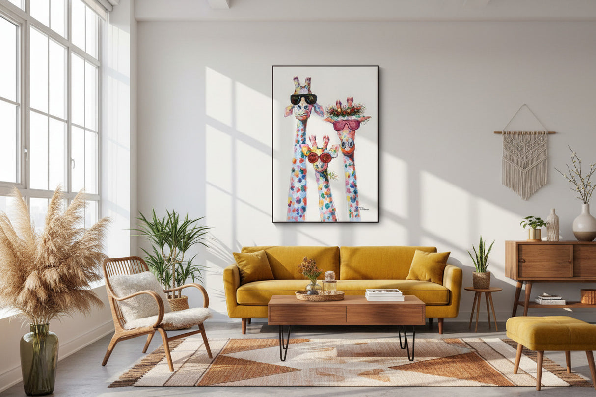Funny Giraffe Wearing Sunglasses Canvas Wall Art-ChandeliersDecor.com