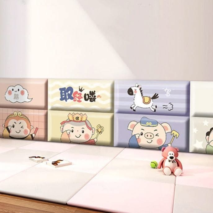 ChandeliersDecor.com-Padded Walls-Galloping Jungle Zebras Kids Wall Padded Safety Cushions