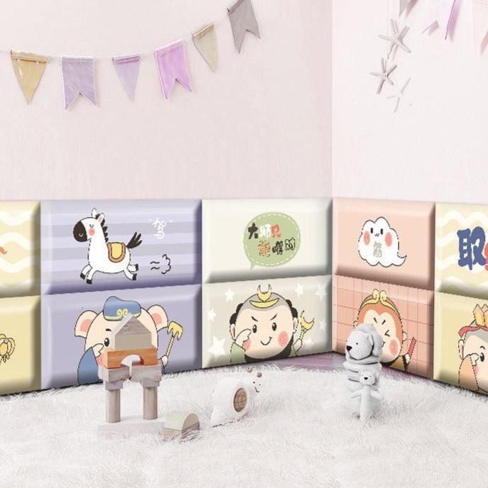 ChandeliersDecor.com-Padded Walls-Galloping Jungle Zebras Kids Wall Padded Safety Cushions