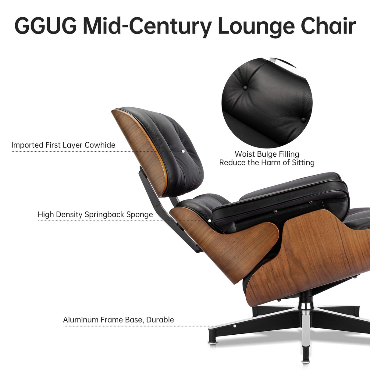 ChandeliersDecor.com-Recliners-Genuine Leather Lounge Recliner Chair: Authentic Quality