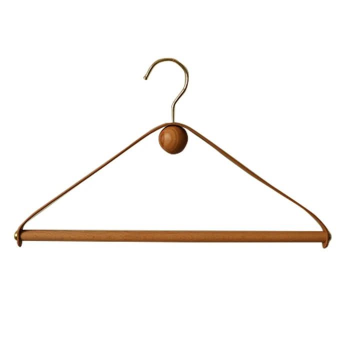 Genuine Leather Solid Oak Wood Hangers for Clothes-ChandeliersDecor.com