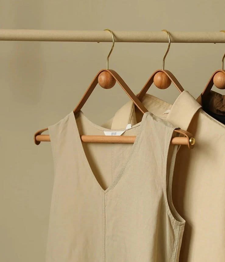 Genuine Leather Solid Oak Wood Hangers for Clothes-ChandeliersDecor.com