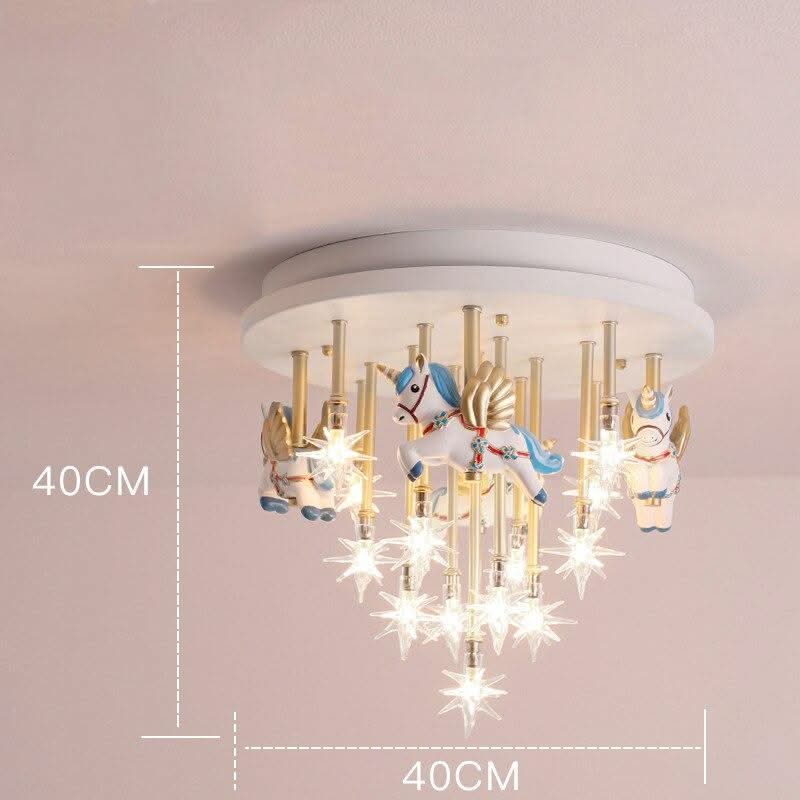 ChandeliersDecor.com-Kids Room Nursery Lighting-Girls Merry Go Roond Horses Ceiling Light | Kids Room Decor Lights