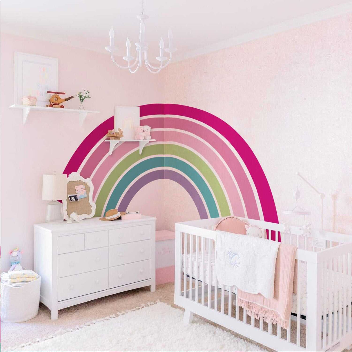ChandeliersDecor.com-Girls Room Rainbow Wall Decal - Pink