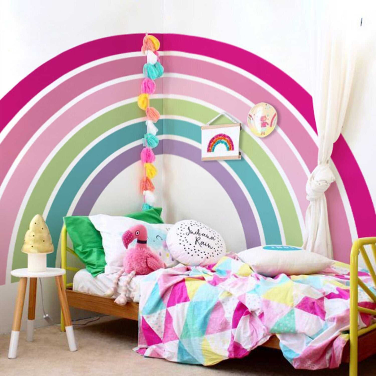 ChandeliersDecor.com-Girls Room Rainbow Wall Decal - Pink