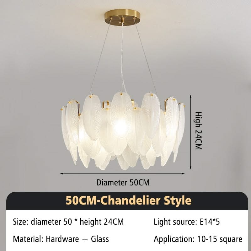 ChandeliersDecor.com-Chandeliers-Glass Feather Chandelier: Elegant Lighting Fixture