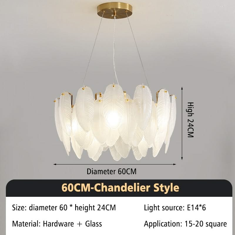 ChandeliersDecor.com-Chandeliers-Glass Feather Chandelier: Elegant Lighting Fixture