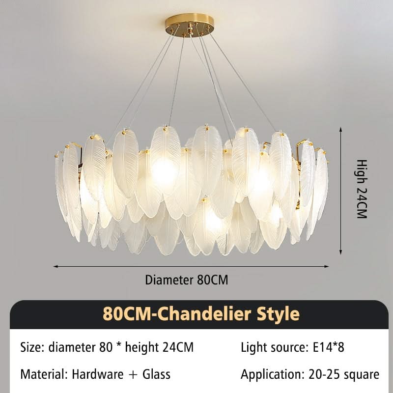 ChandeliersDecor.com-Chandeliers-Glass Feather Chandelier: Elegant Lighting Fixture