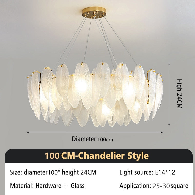 ChandeliersDecor.com-Chandeliers-Glass Feather Chandelier: Elegant Lighting Fixture