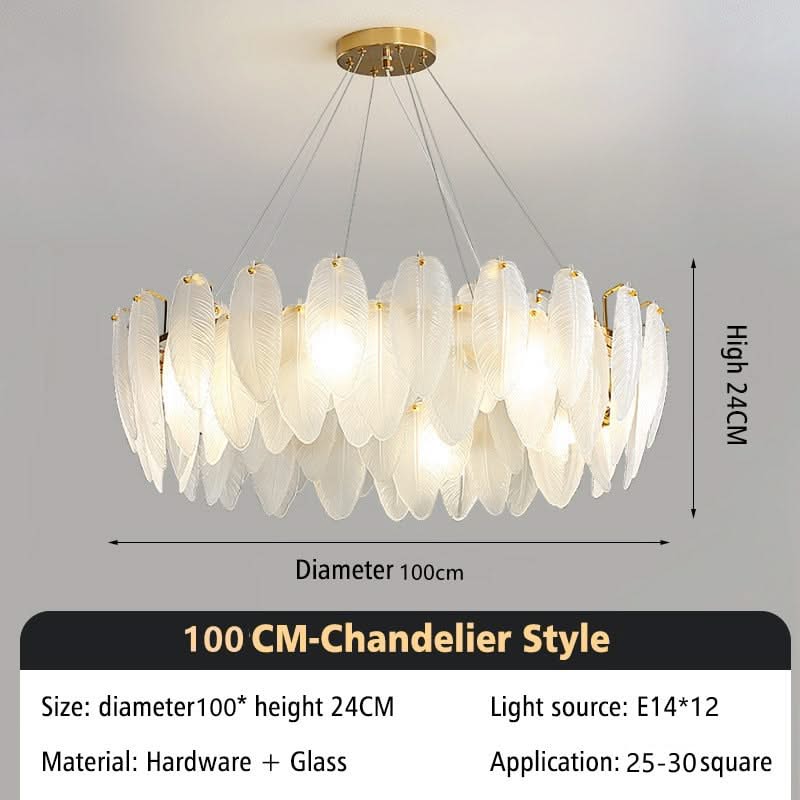 ChandeliersDecor.com-Chandeliers-Glass Feather Chandelier: Elegant Lighting Fixture