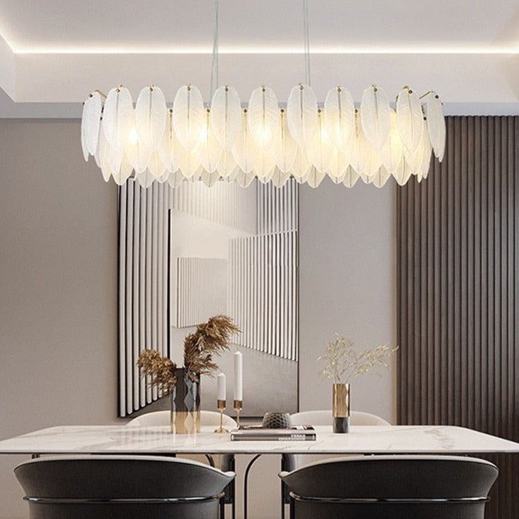 ChandeliersDecor.com-Chandeliers-Glass Feather Chandelier: Elegant Lighting Fixture