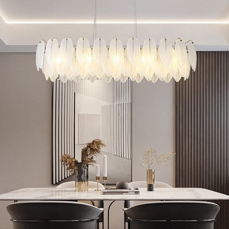 ChandeliersDecor.com-Chandeliers-Glass Feather Chandelier: Elegant Lighting Fixture