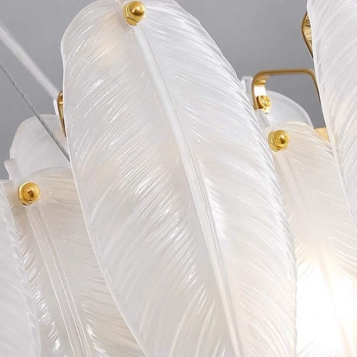ChandeliersDecor.com-Chandeliers-Glass Feather Chandelier: Elegant Lighting Fixture