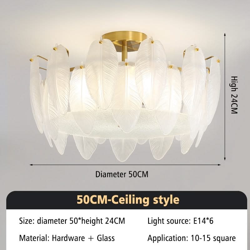 ChandeliersDecor.com-Chandeliers-Glass Feather Chandelier: Elegant Lighting Fixture