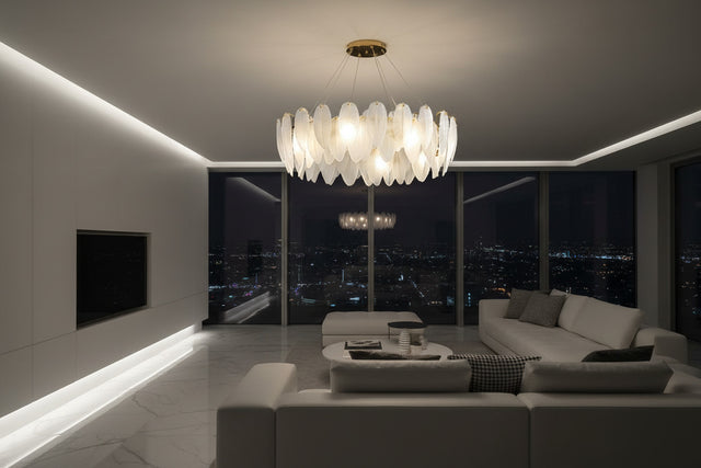 Glass Feather Chandelier: Elegant Lighting Fixture-ChandeliersDecor.com