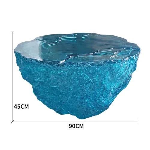 Glass Resin Rocky Glacier Designer Coffee Table-ChandeliersDecor.com
