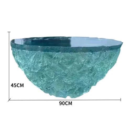 Glass Resin Rocky Glacier Designer Coffee Table-ChandeliersDecor.com