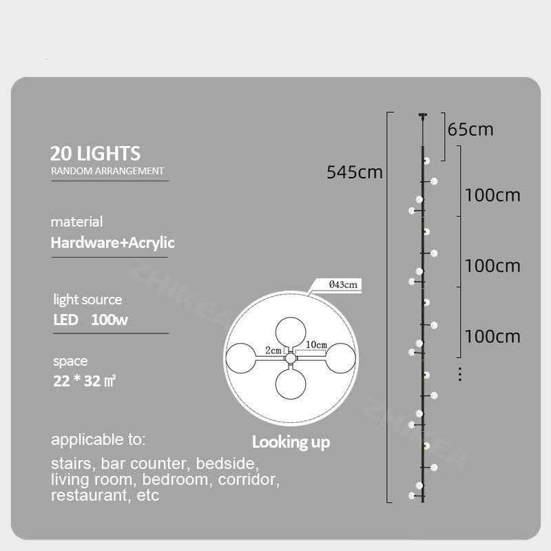 ChandeliersDecor.com-Staircase Chandelier-Globe Stems Chandelier: Exquisite Lighting Fixture