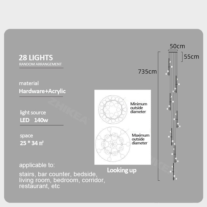 ChandeliersDecor.com-Staircase Chandelier-Globe Stems Chandelier: Exquisite Lighting Fixture
