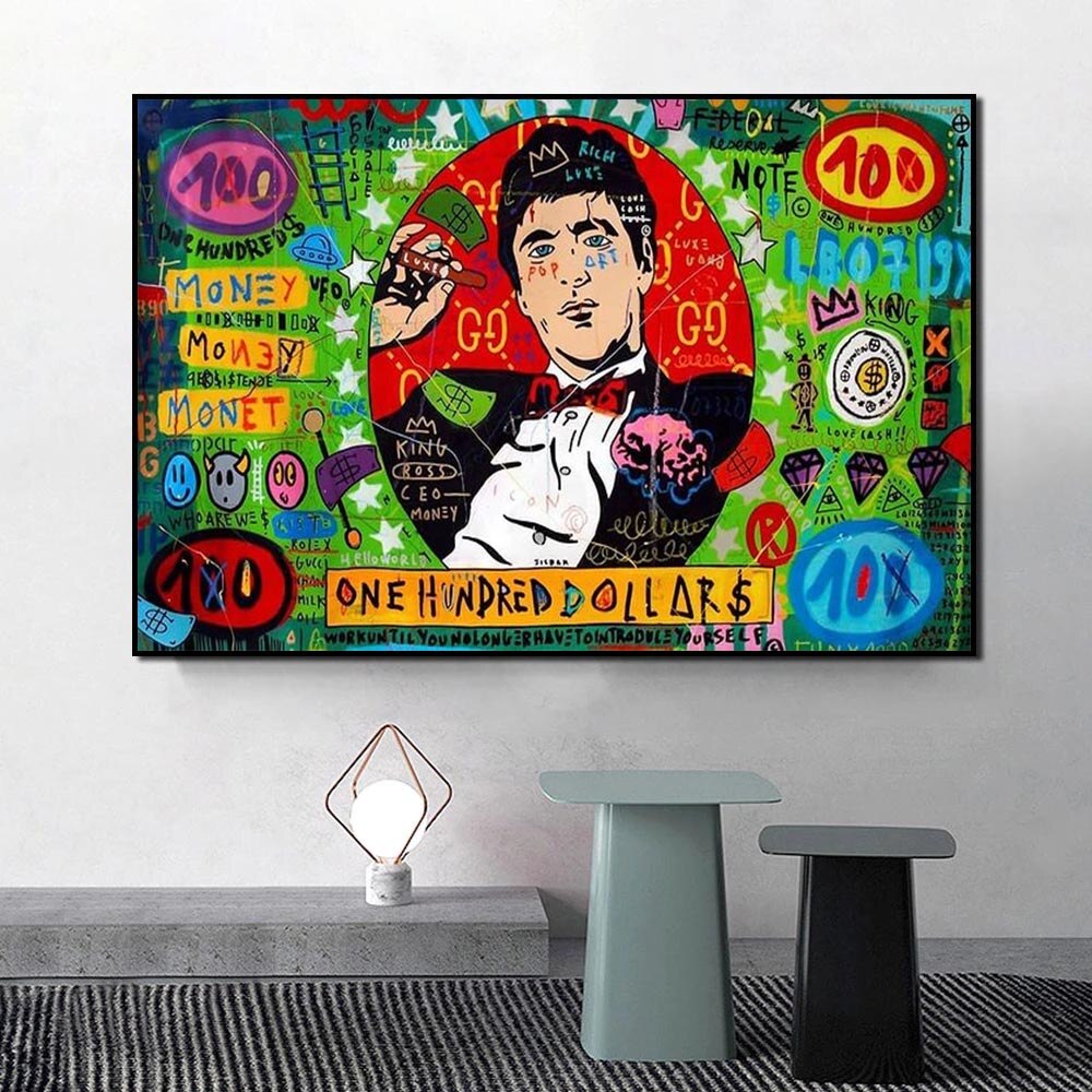 ChandeliersDecor.com-Godfather Wall Art-God Father Money Hundred Dollar Canvas Wall Art