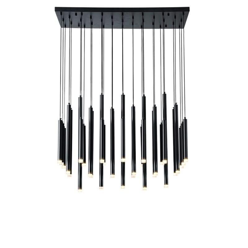 Gold and Black Long Tubes LED Chandelier Light-ChandeliersDecor.com
