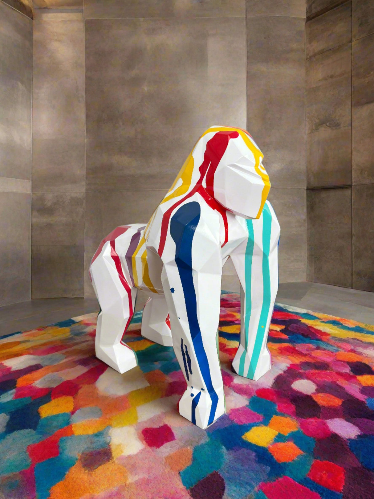 Gorilla Fiberglass Resin Pop Art Finish Sculpture-ChandeliersDecor.com