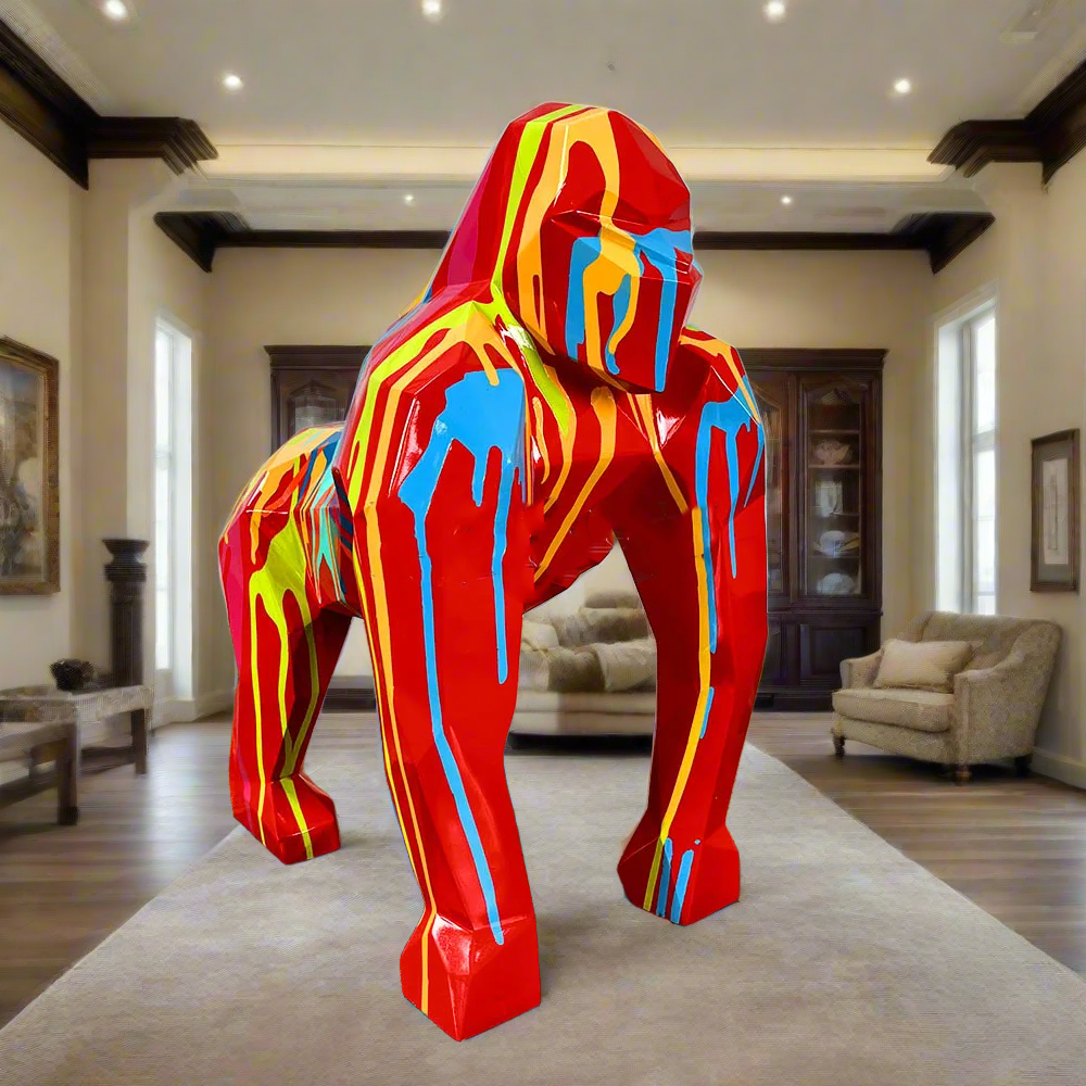 Gorilla Fiberglass Resin Pop Art Finish Sculpture-ChandeliersDecor.com