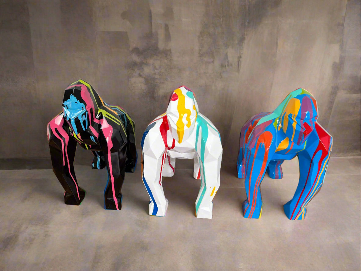 Gorilla Fiberglass Resin Pop Art Finish Sculpture-ChandeliersDecor.com