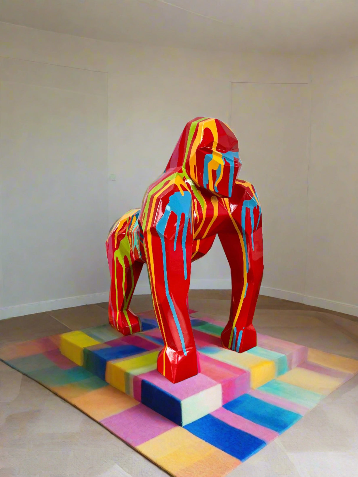 Gorilla Fiberglass Resin Pop Art Finish Sculpture-ChandeliersDecor.com