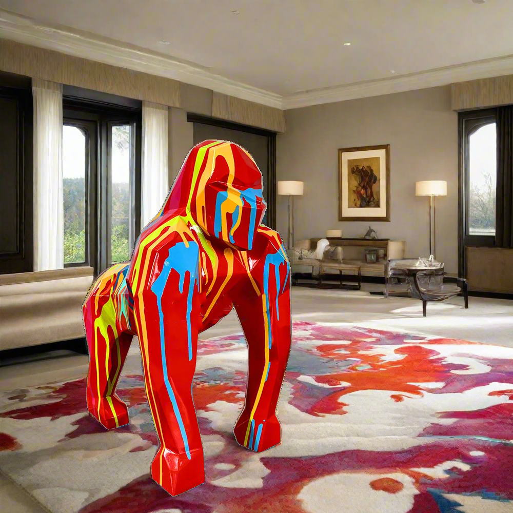 Gorilla Fiberglass Resin Pop Art Finish Sculpture-ChandeliersDecor.com