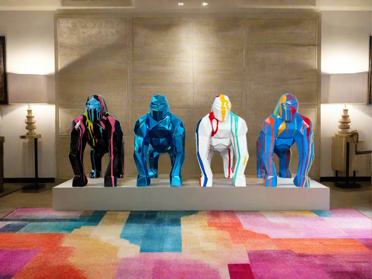 Gorilla Fiberglass Resin Pop Art Finish Sculpture-ChandeliersDecor.com