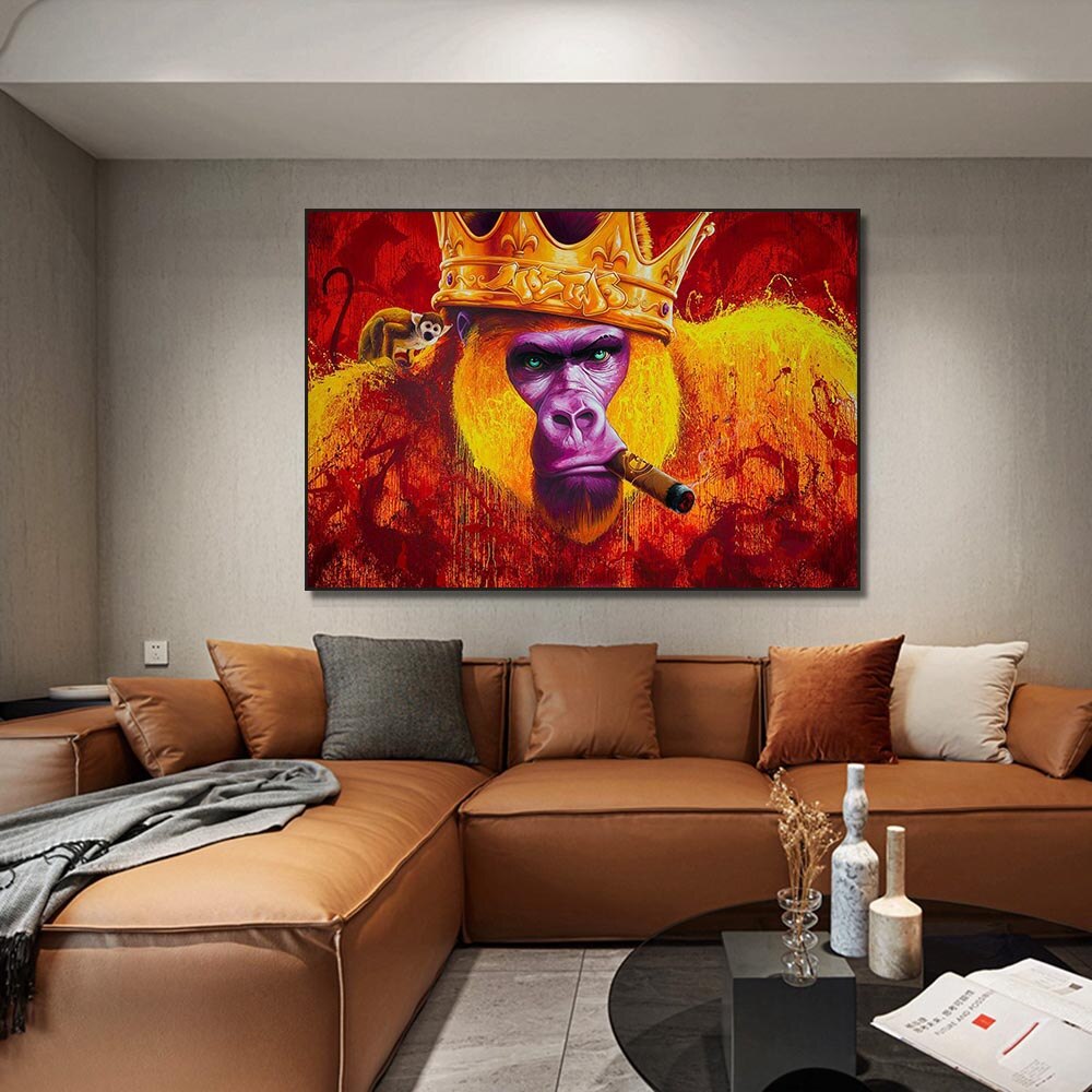 ChandeliersDecor.com-Wall Posters-Gorilla King Crowned Canvas Wall Art