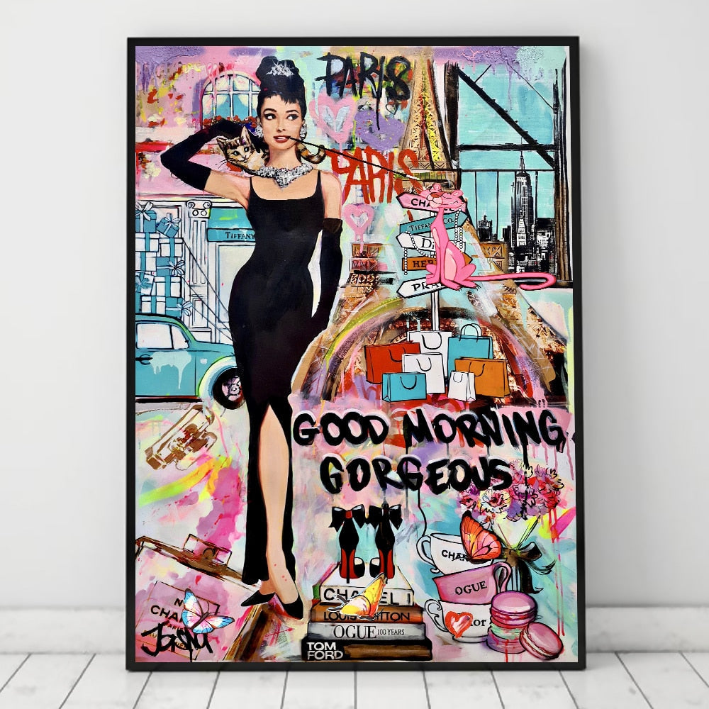 ChandeliersDecor.com-Wall Posters-Graffiti Art Hepburn Canvas Wall Art