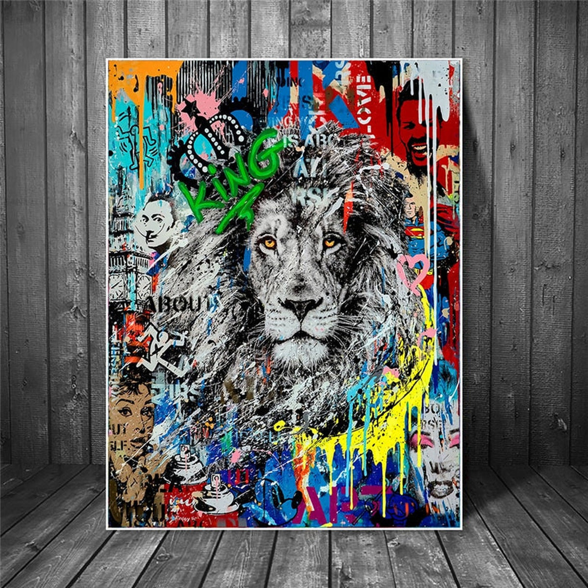 ChandeliersDecor.com-Wall Posters-Graffiti Art Lion Canvas Wall Art