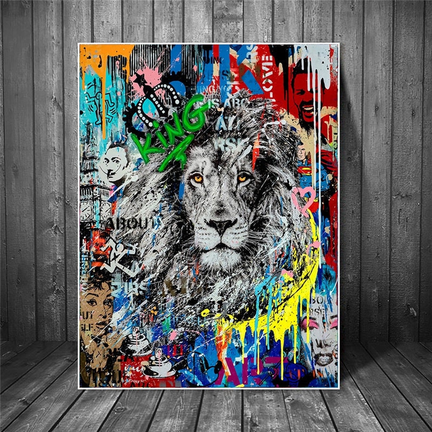 ChandeliersDecor.com-Wall Posters-Graffiti Art Lion Canvas Wall Art