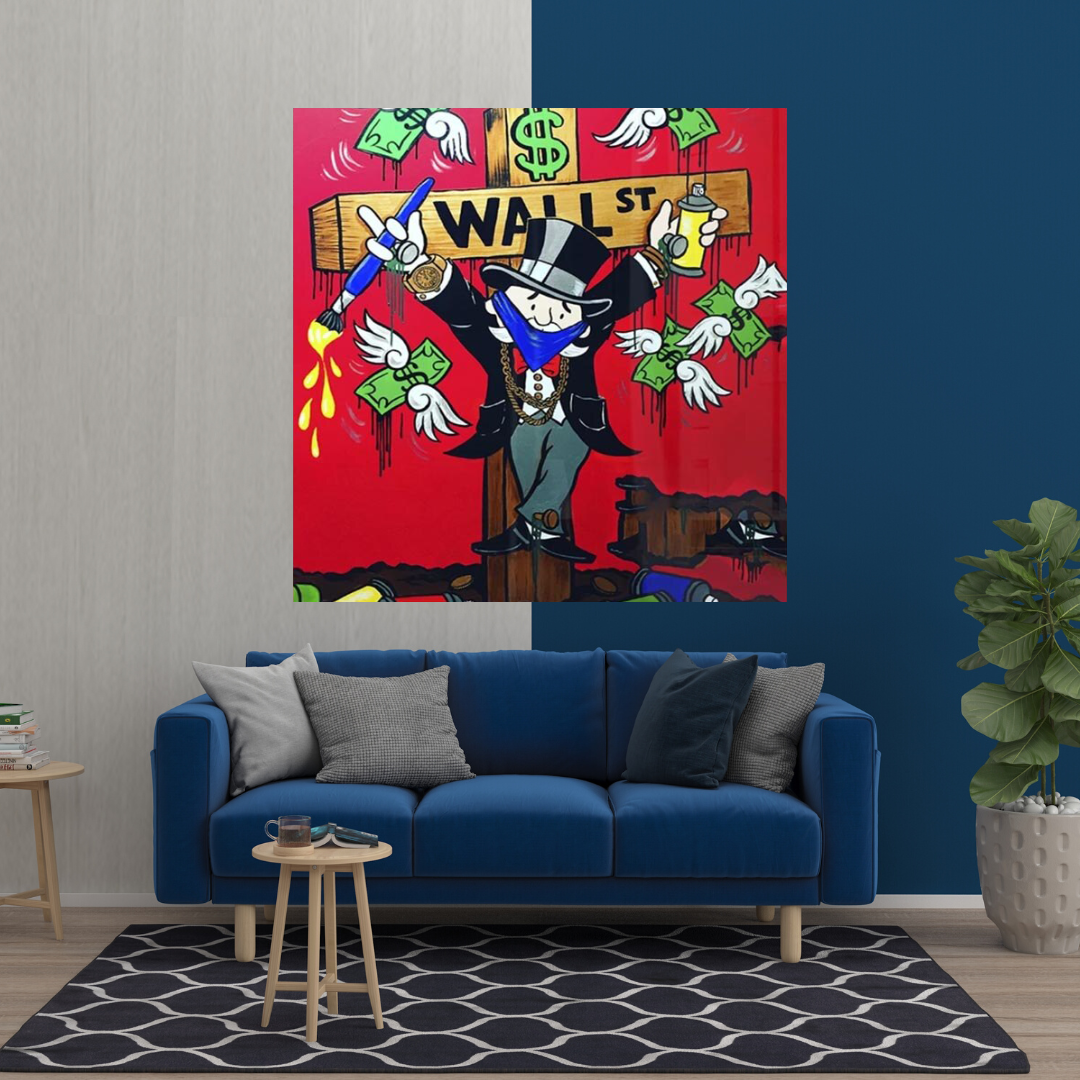 ChandeliersDecor.com-Monopoly Wall Poster-Graffiti Art Love Heart Money Monopoly Making Money Canvas Wall Art