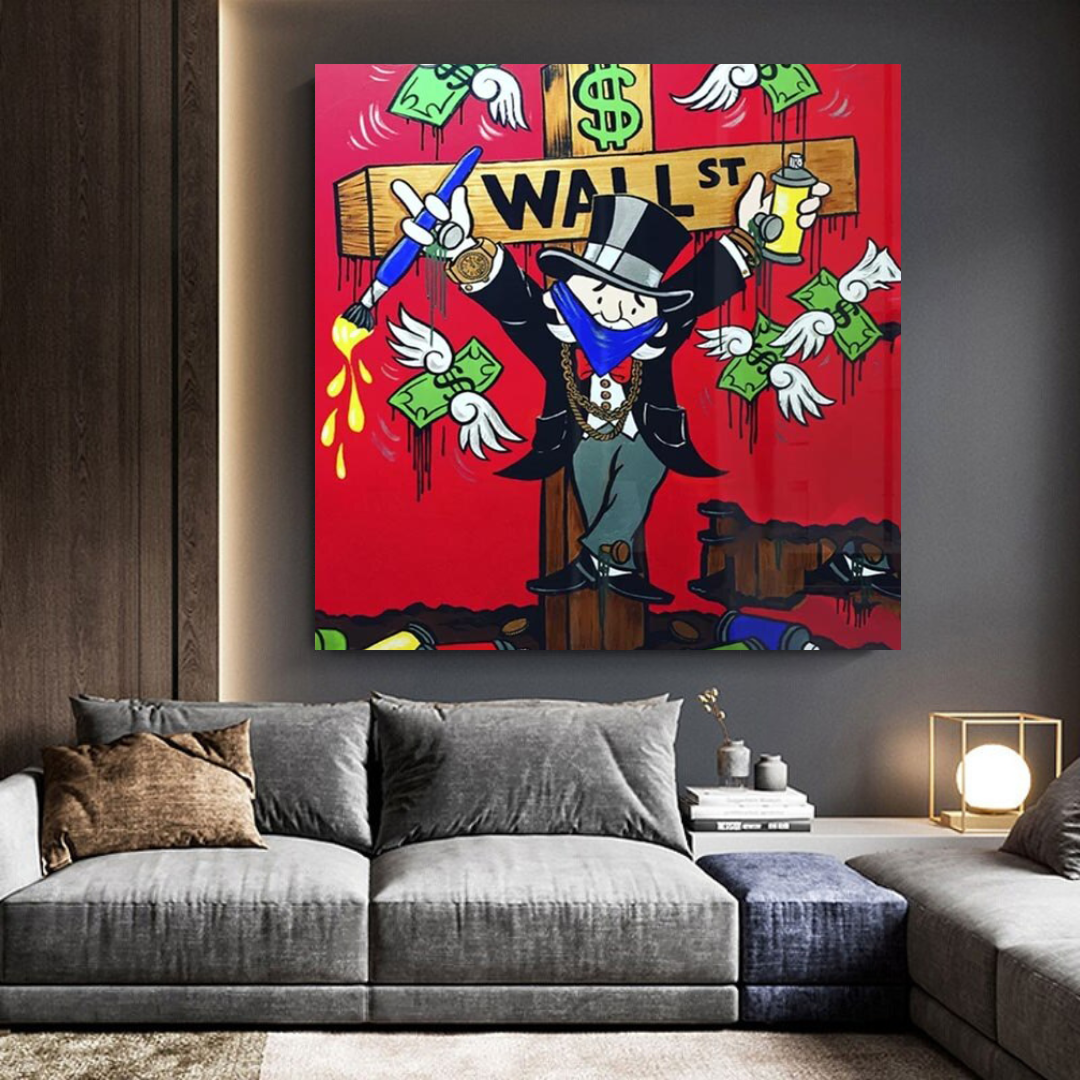 ChandeliersDecor.com-Monopoly Wall Poster-Graffiti Art Love Heart Money Monopoly Making Money Canvas Wall Art