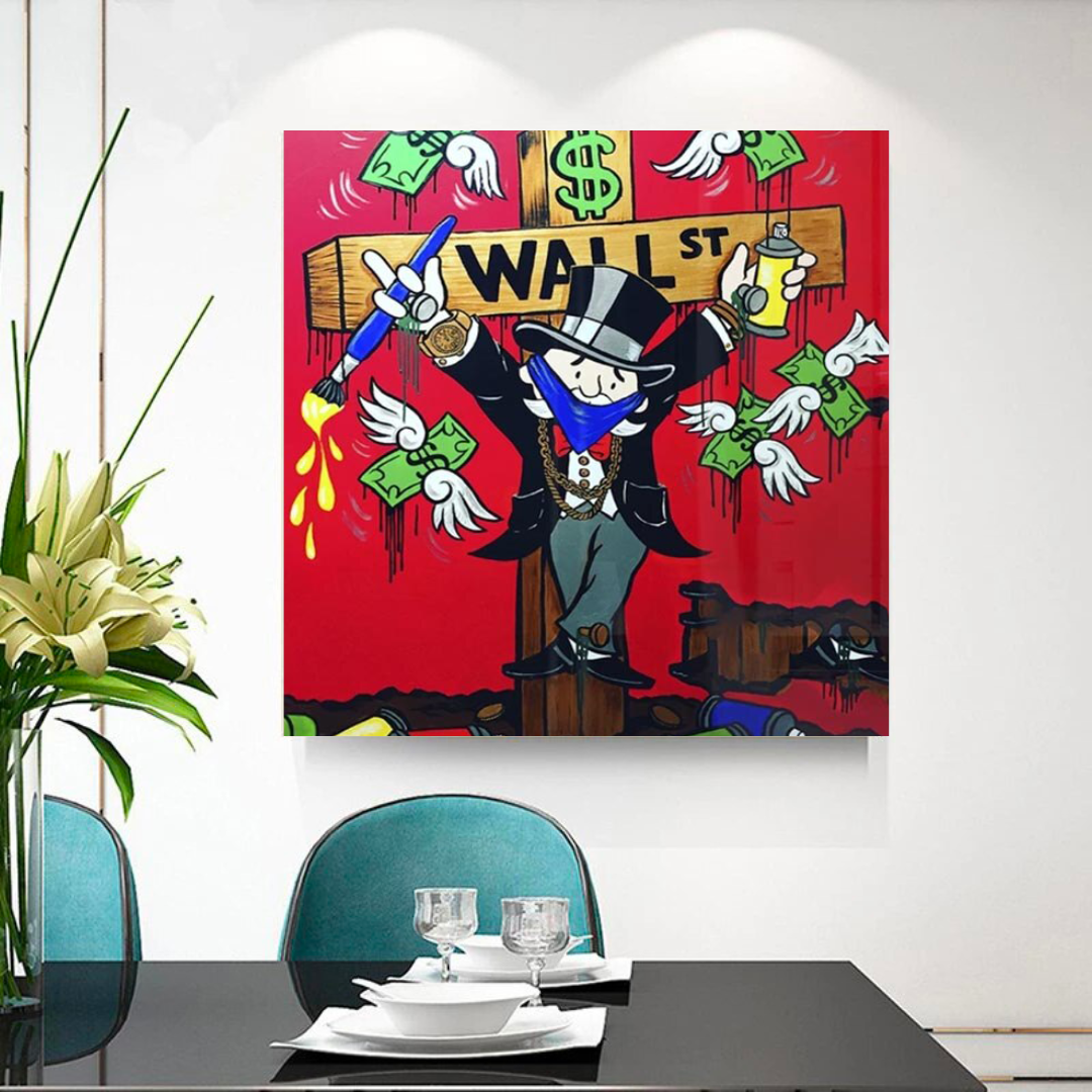 Graffiti Art Love Heart Money Monopoly Making Money Canvas Wall Art-ChandeliersDecor.com