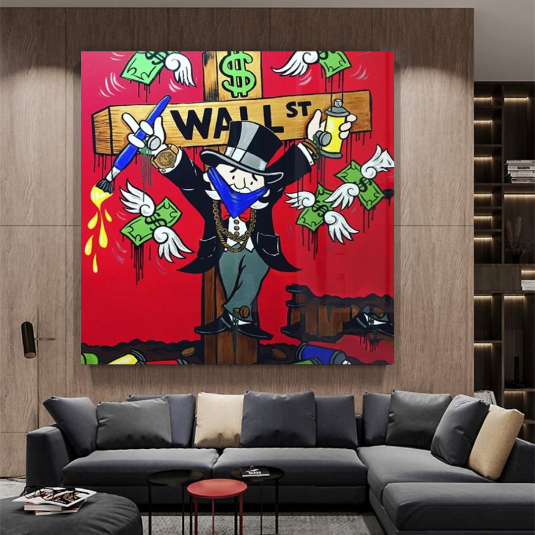 ChandeliersDecor.com-Monopoly Wall Poster-Graffiti Art Love Heart Money Monopoly Making Money Canvas Wall Art