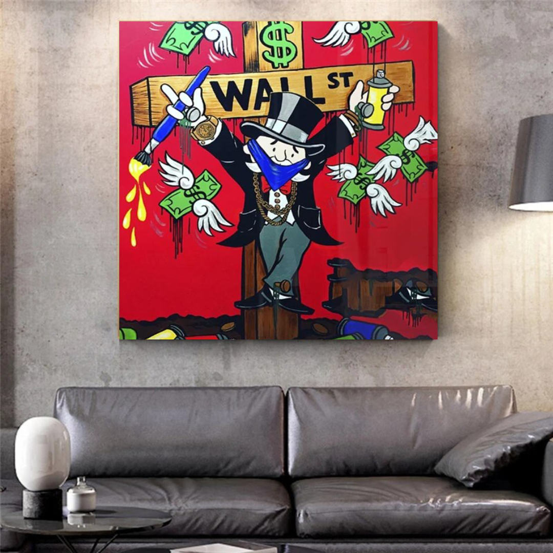 Graffiti Art Love Heart Money Monopoly Making Money Canvas Wall Art-ChandeliersDecor.com