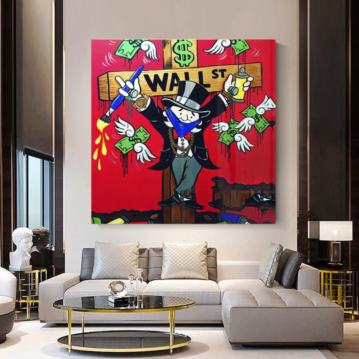 Graffiti Art Love Heart Money Monopoly Making Money Canvas Wall Art-ChandeliersDecor.com