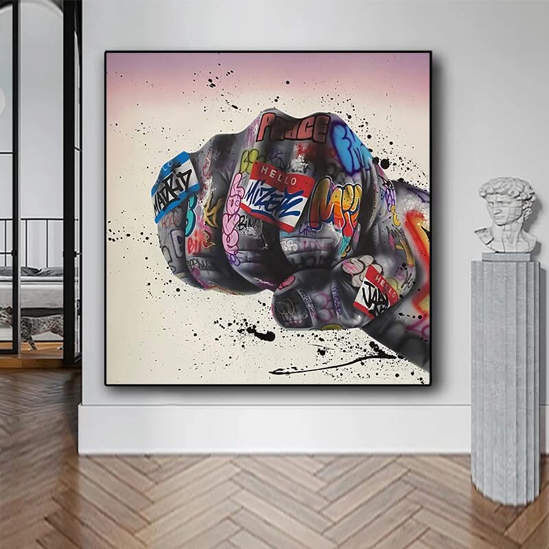 Graffiti Art Modern Fist Inspirational Canvas Wall Art-ChandeliersDecor.com