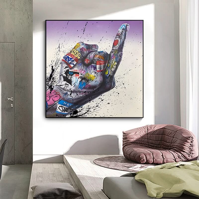 Graffiti Art Modern Fist Inspirational Canvas Wall Art-ChandeliersDecor.com
