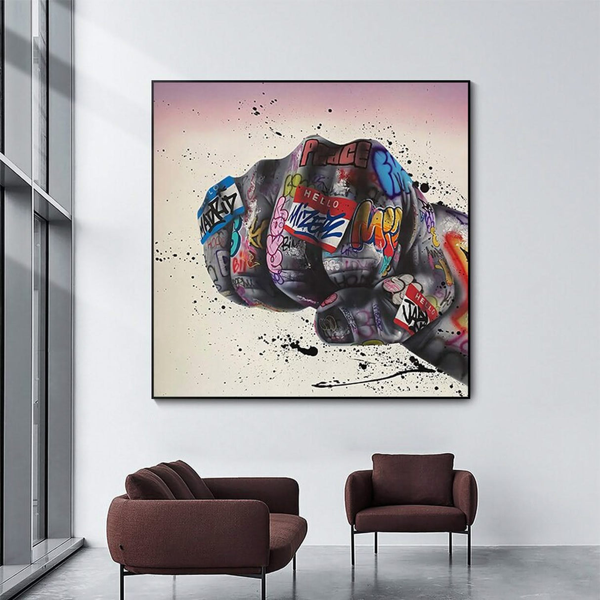 Graffiti Art Modern Fist Inspirational Canvas Wall Art-ChandeliersDecor.com