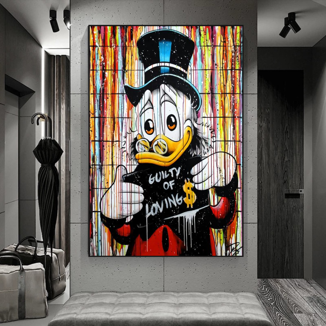Graffiti Art Scrooge Donald Duck Guilty of Love Canvas Wall Art-ChandeliersDecor.com