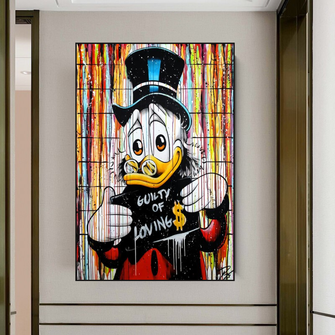 Graffiti Art Scrooge Donald Duck Guilty of Love Canvas Wall Art-ChandeliersDecor.com